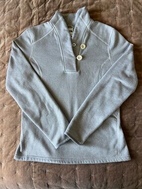 The North Face Light Gray Button Shawl-Collar Fleece